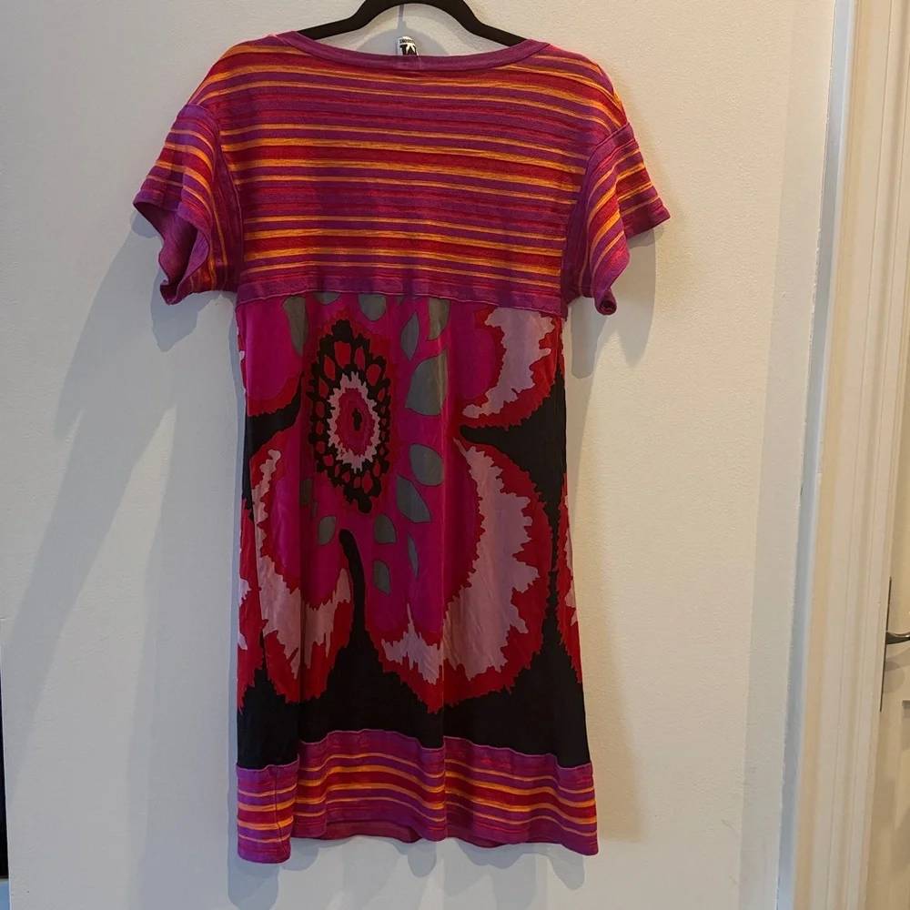 M by Missoni Pink and Red Striped Short Sleeve Mini Dress - Picture 7 of 10